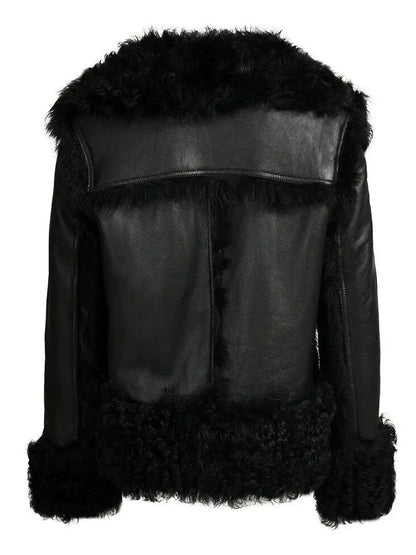 Shearling Leather Bomber Jacket - Jackets