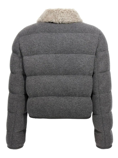 Shearling-Trimmed Jacket Gray - Jackets