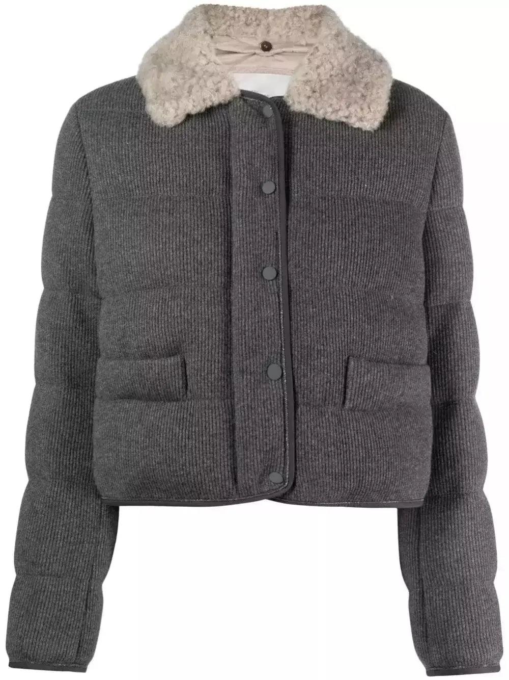 Shearling-Trimmed Jacket Gray - Jackets