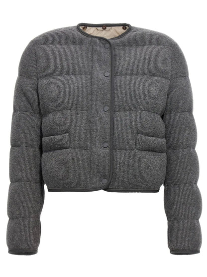 Shearling-Trimmed Jacket Gray - Jackets