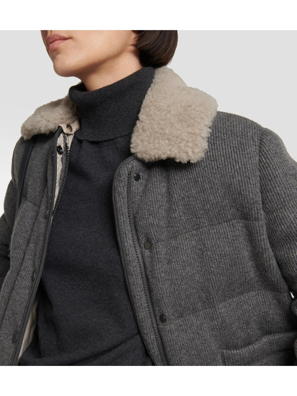 Shearling-Trimmed Jacket Gray - Jackets