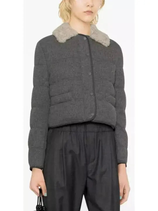 Shearling-Trimmed Jacket Gray - Jackets