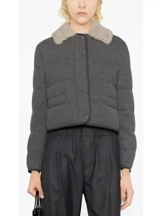 Shearling-Trimmed Jacket Gray - Jackets