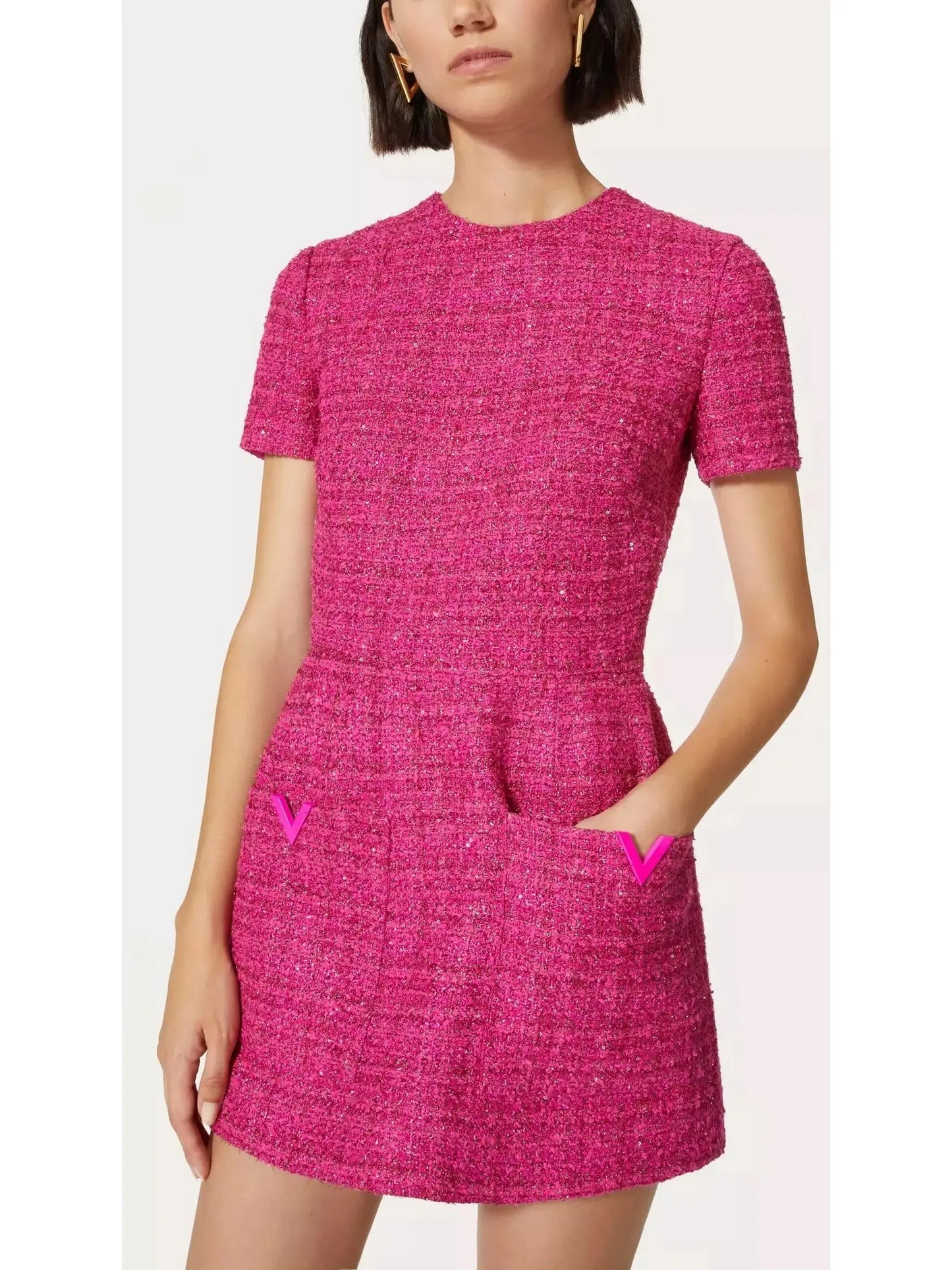 Short Tweed Dress in Glaze Tweed - Dresses