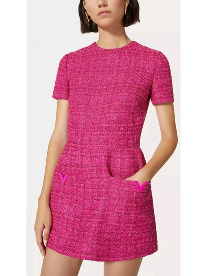 Short Tweed Dress in Glaze Tweed - Dresses