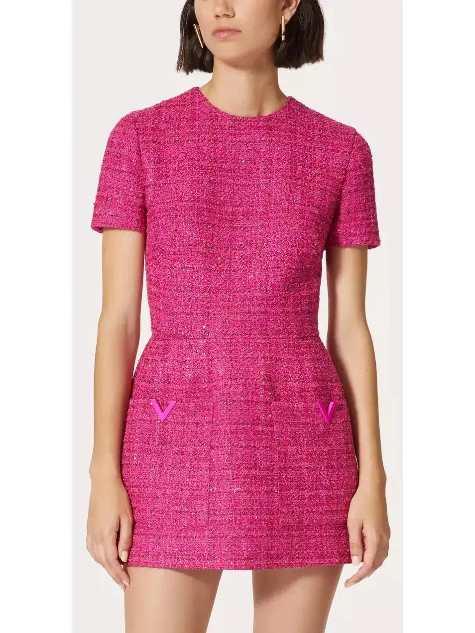 Short Tweed Dress in Glaze Tweed - Dresses