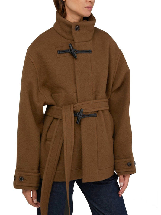 Short Wool Duffle Coat in Camel - Coats