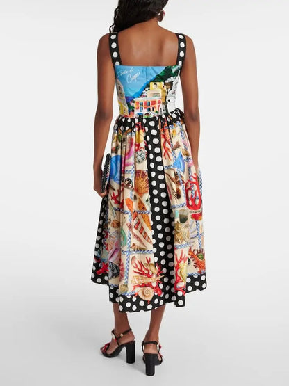 Sicilian Italian Printed Polka Dot Sundress - Dresses