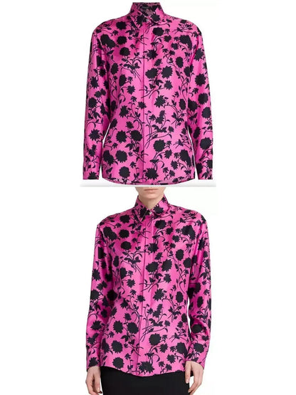 Silhouetted Floral Shirt - small - Tops