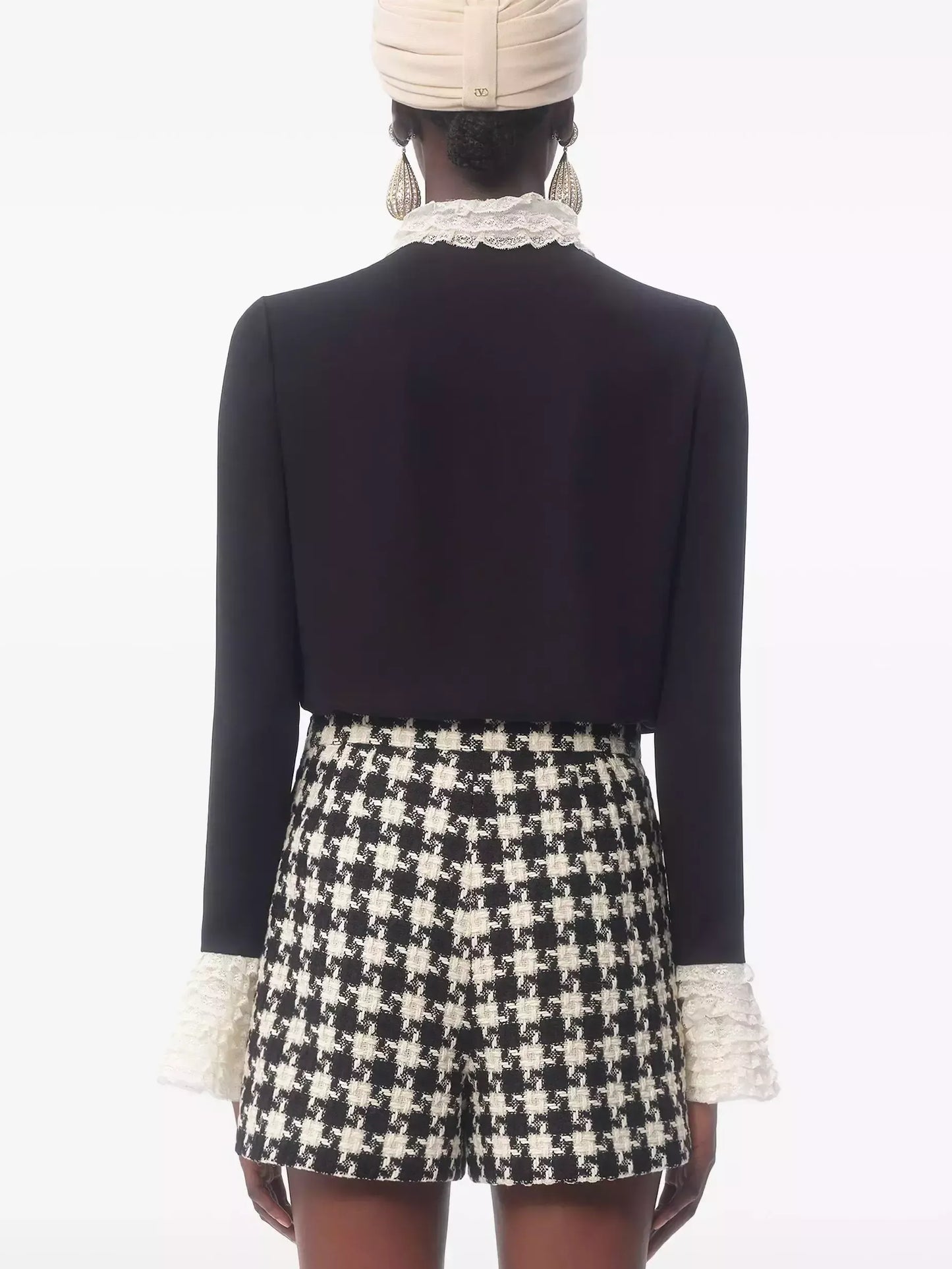 Silk Georgette Black Blouse with Contrasting Trim - Tops