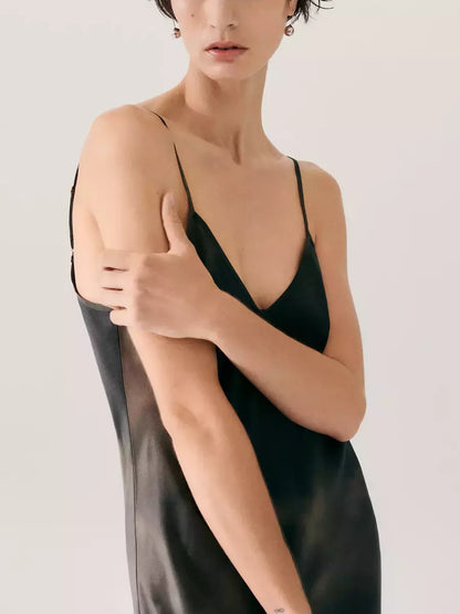 Silk Sand-Washed Midi Slip Dress in vibrant tie-dye design for boho-chic style