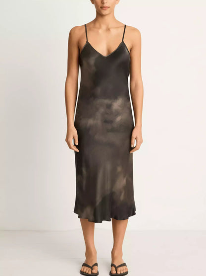 Silk Sand-Washed Midi Slip Dress showcasing a stylish sleeveless midi slip design