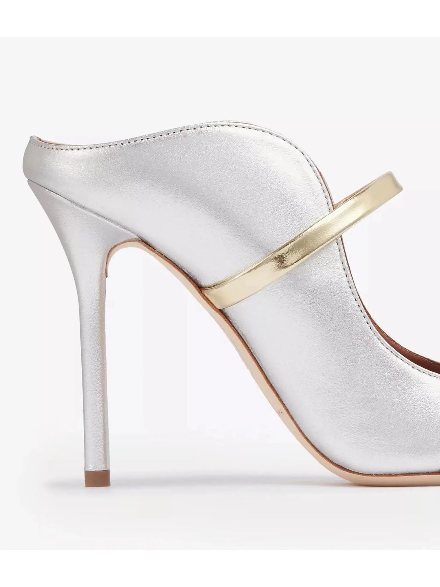 Silver Gold Leather Stiletto Mule Pumps - Footwear