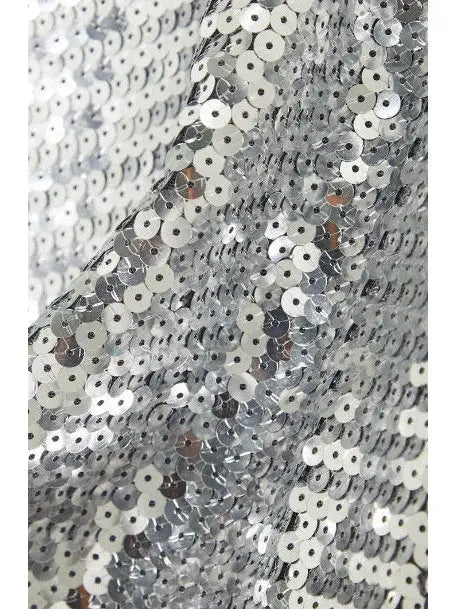 Silver Sequin Mini Dress With Double Metal Rings - Dresses