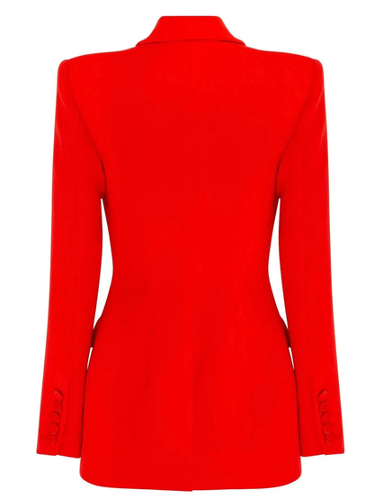 Single-Breasted Blazer and Flared Pant Suit Bright Red