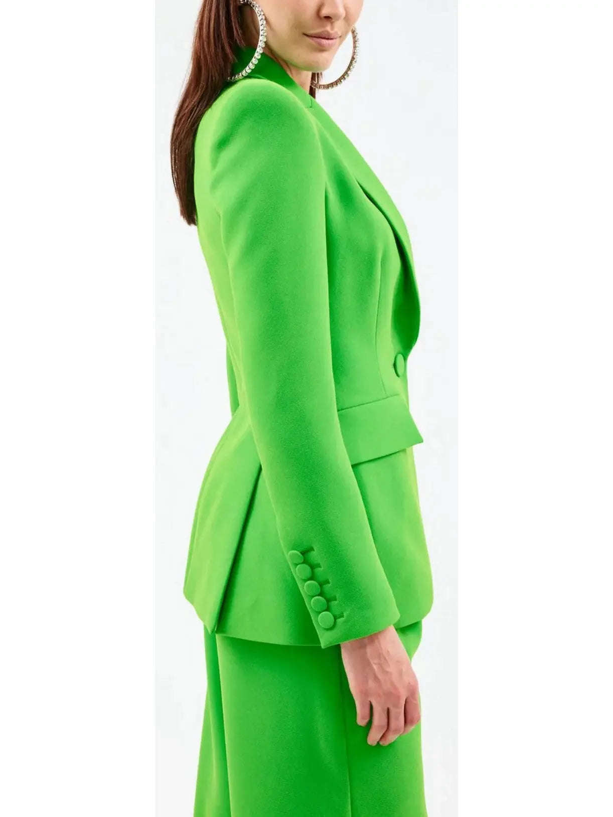 Single-Breasted Blazer and Flared Pant Suit Green - Suits & Sets