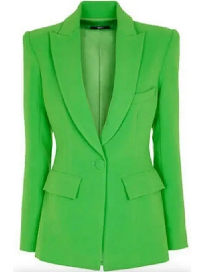 Single-Breasted Blazer and Flared Pant Suit Green - Suits & Sets