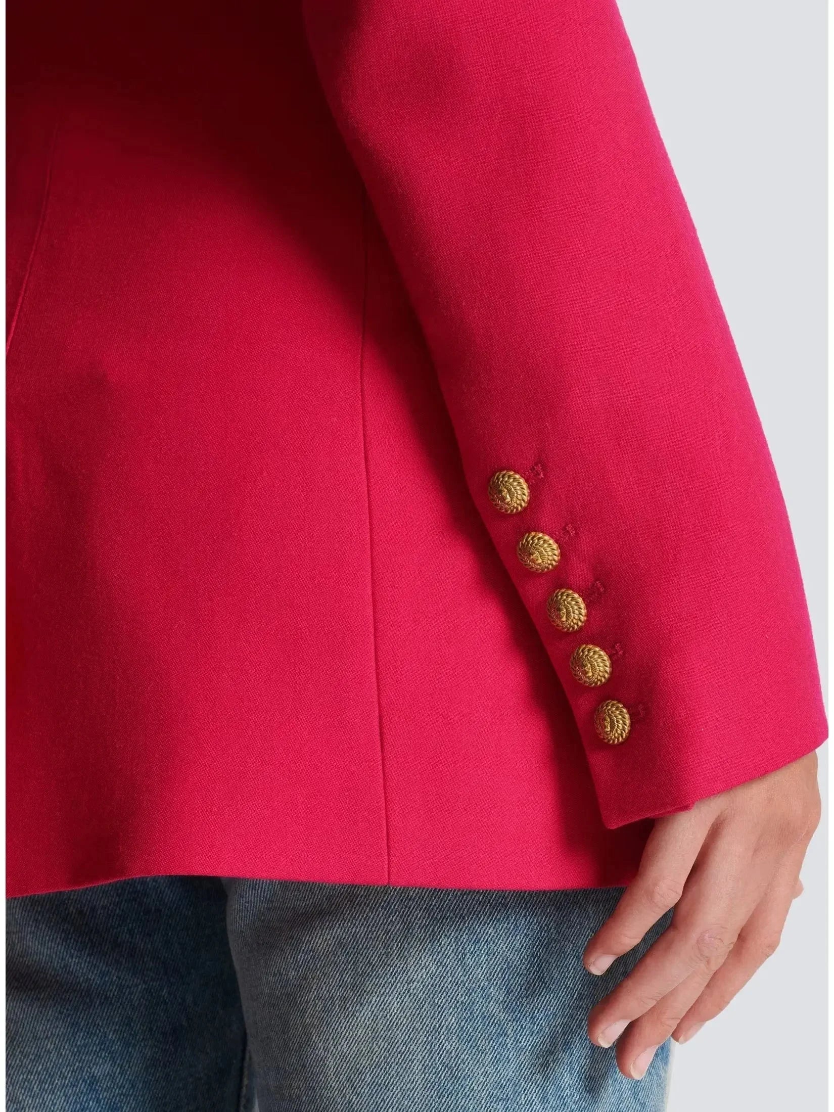Single-Breasted Cinched Waist Jacket in Pink - Jackets