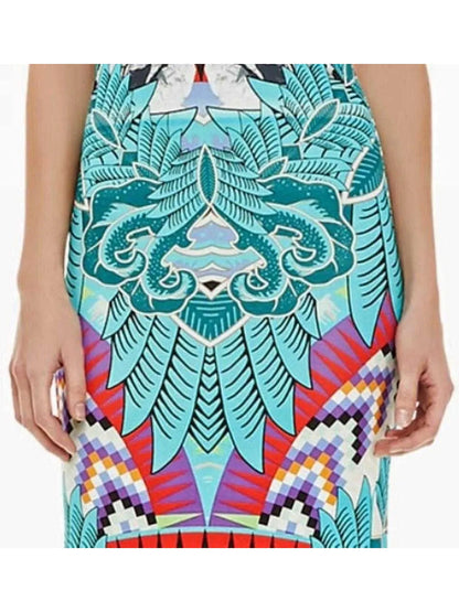 Sleeveless Abstract Printed Multicolor Jersey Maxi Dress