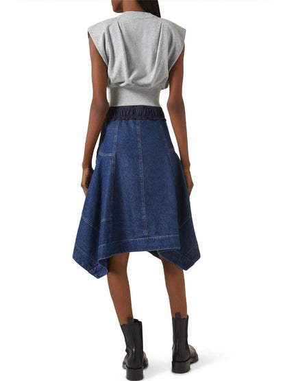 Sleeveless Sweatshirt and Denim Dress Set - Dresses