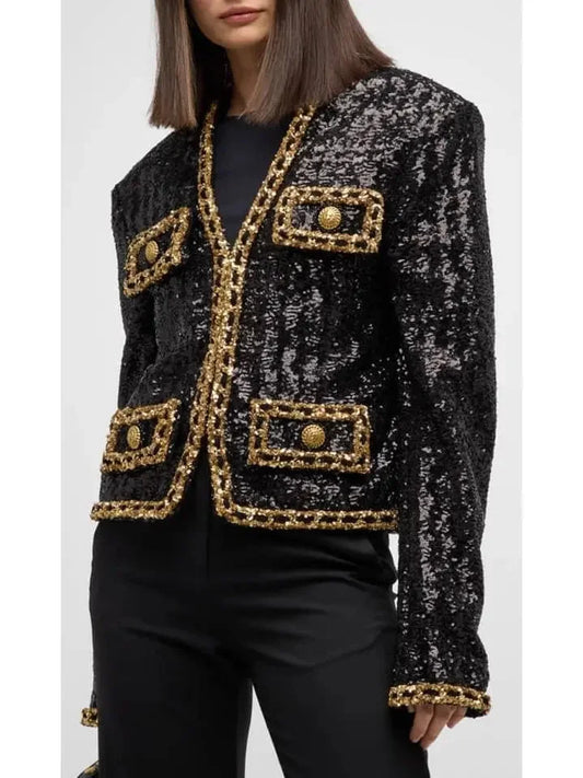 Spencer Sequin Embroidered Single-Breasted Jacket - Jackets