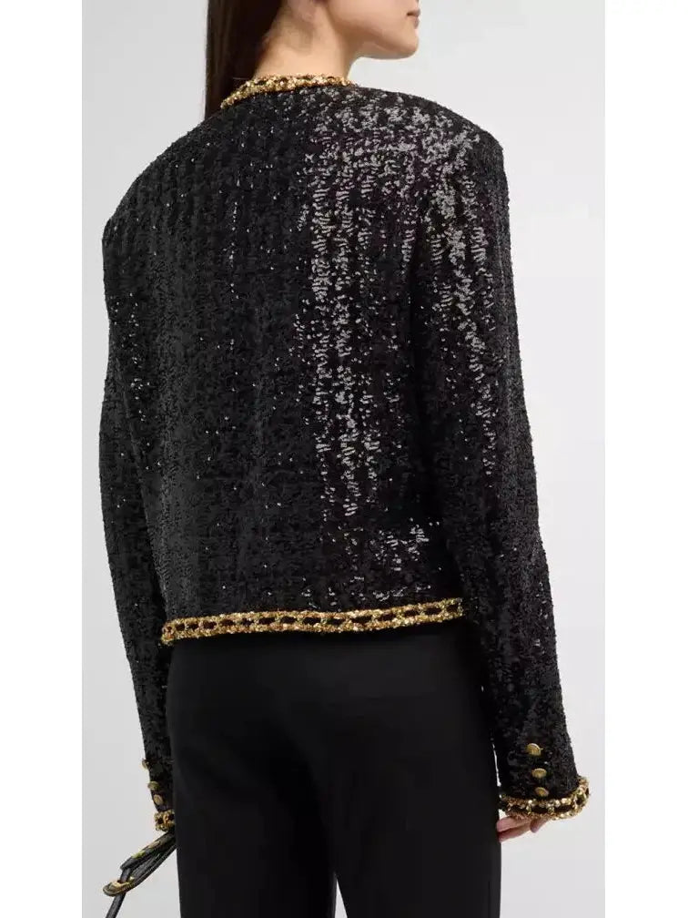 Spencer Sequin Embroidered Single-Breasted Jacket - Jackets