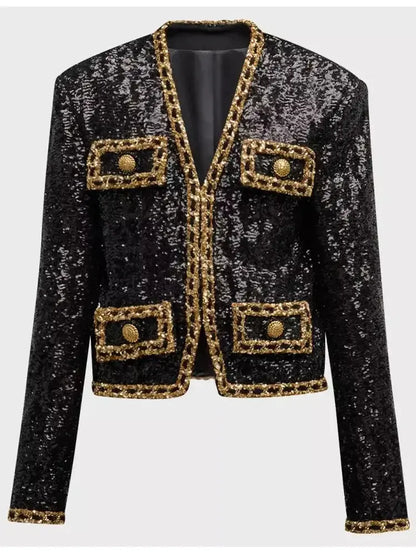 Spencer Sequin Embroidered Single-Breasted Jacket - Jackets