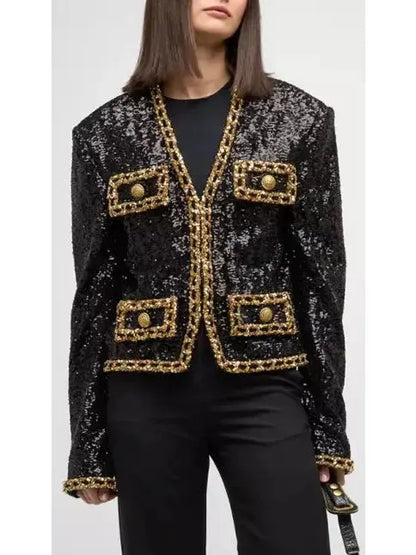 Spencer Sequin Embroidered Single-Breasted Jacket - Jackets