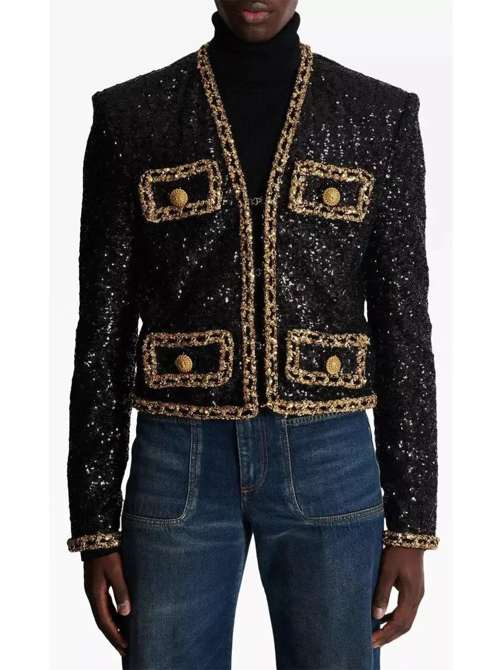 Spencer Sequin Embroidered Single-Breasted Jacket - Jackets