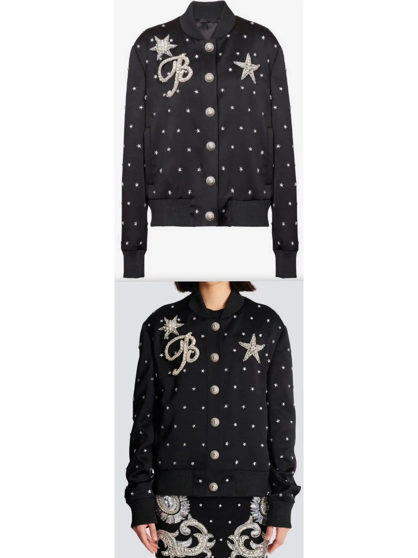 Stars Embroidered Bomber Jacket - Jackets