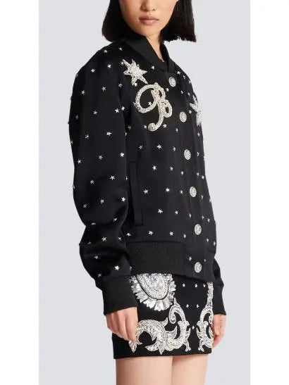 Stars Embroidered Bomber Jacket - Jackets