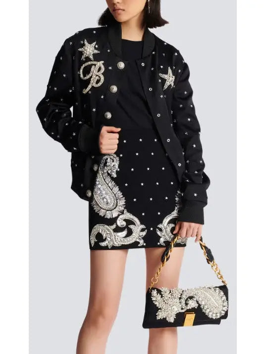 Stars Embroidered Bomber Jacket - Jackets