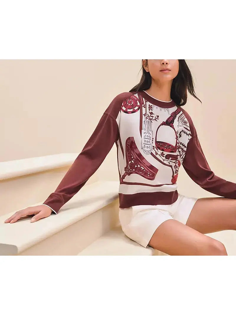 Stirrups Printed Long-Sleeve Sweater - Sweaters & Knitwear