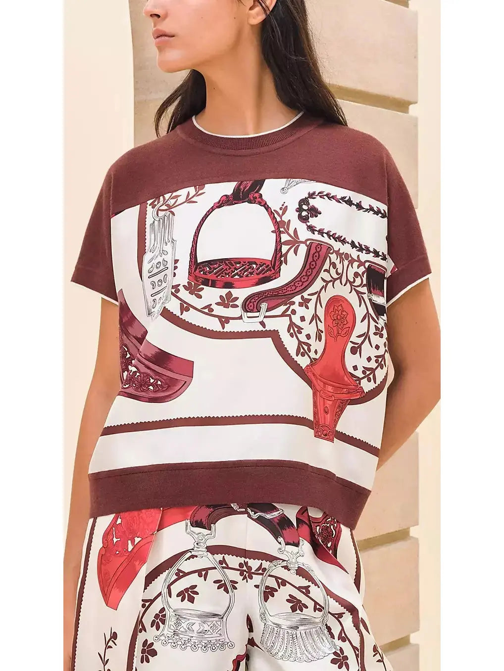 Stirrups Printed Short-Sleeve Sweater - s - Sweaters & Knitwear