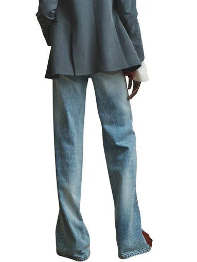 Straight Leg Jeans with Red Velvet Stripe and Bow - Jeans & Pants