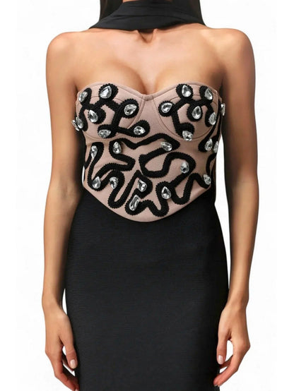 Strapless Embellished Bodycon Maxi Dress - Dresses