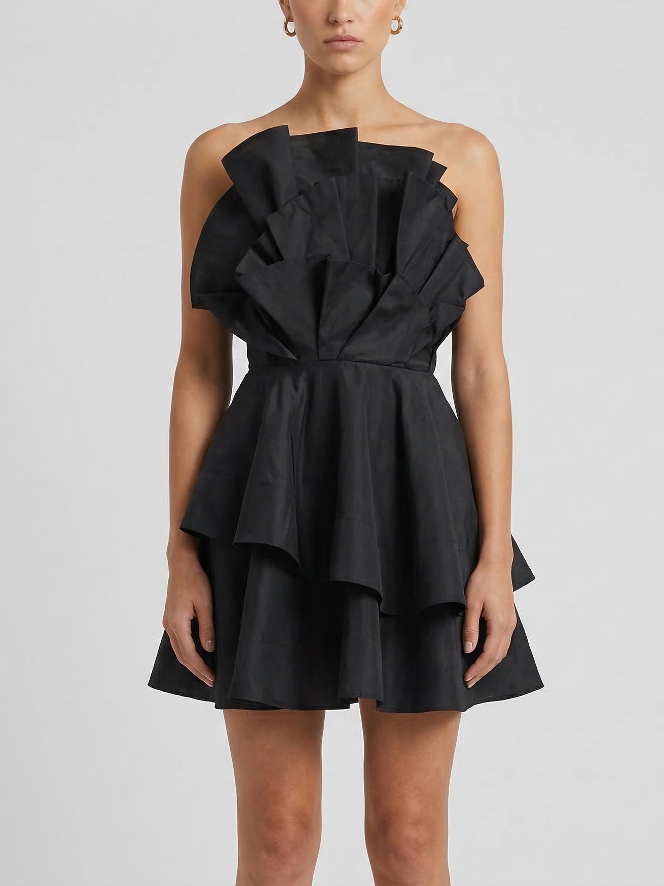 Strapless Sculpted Ruffle Mini Dress - Dresses
