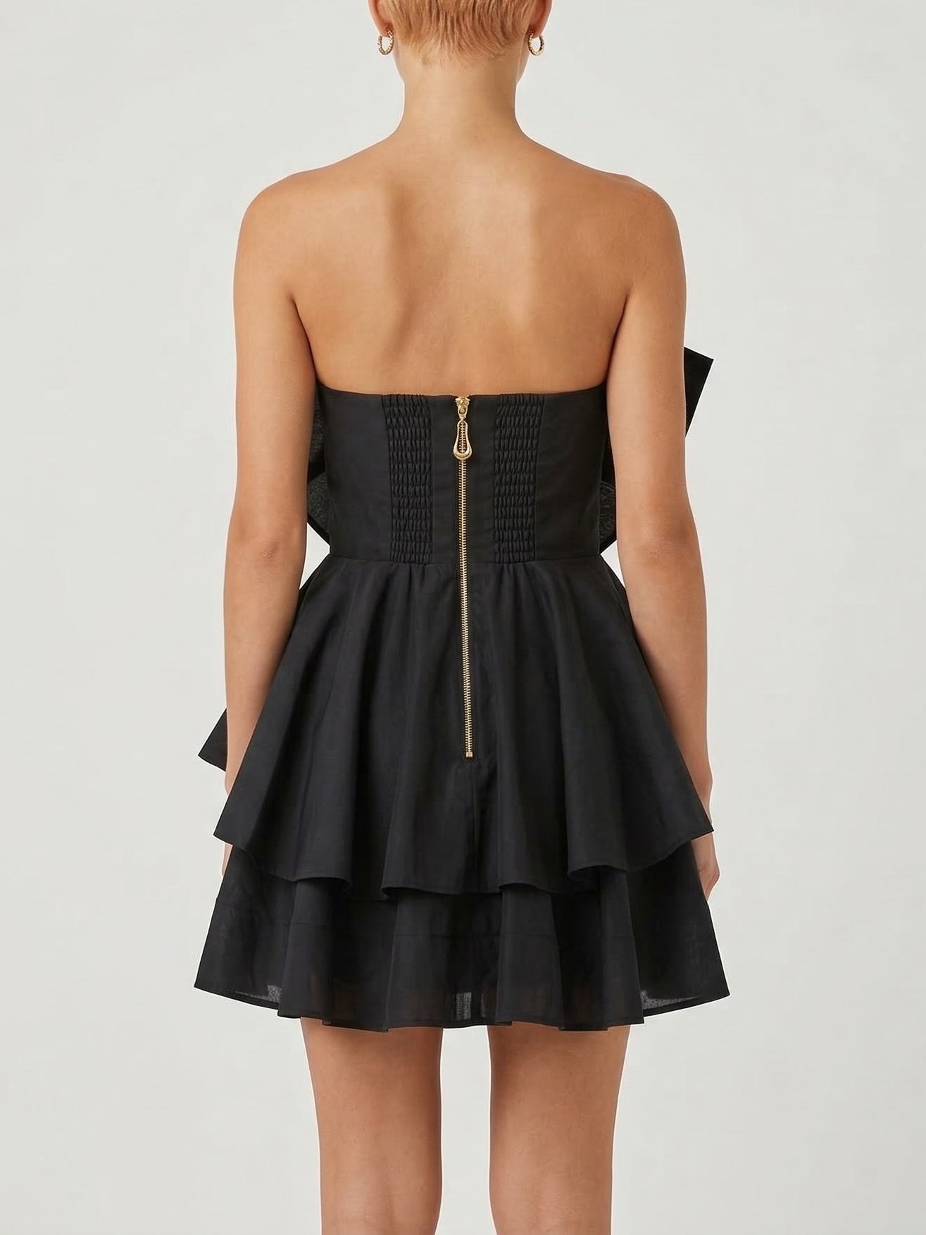 Strapless Sculpted Ruffle Mini Dress - Dresses
