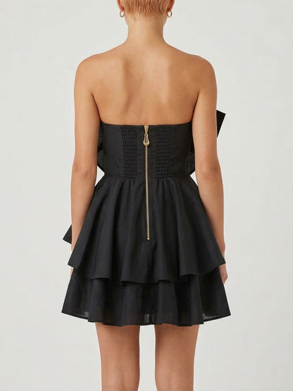 Strapless Sculpted Ruffle Mini Dress - Dresses
