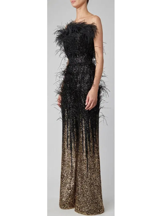 Strapless Sequin and Feather Jumpsuit - Suits & Sets