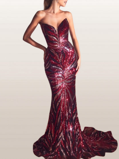 Strapless Sequin-Embellished Gown - Dresses