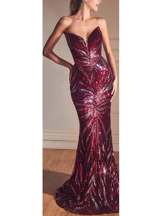 Strapless Sequin-Embellished Gown - Dresses