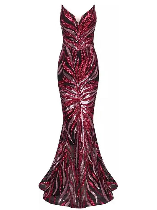 Strapless Sequin-Embellished Gown - small - Dresses