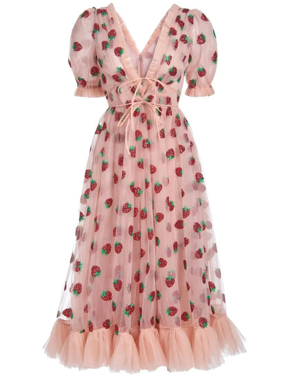 Strawberry Midi Dress - Dresses