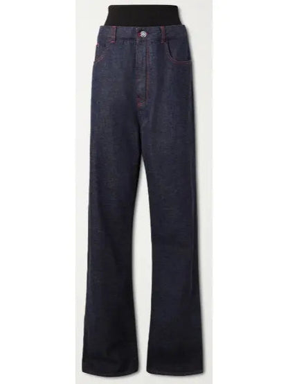 Stretch Knit-Trimmed Denim Jeans - Jeans & Pants