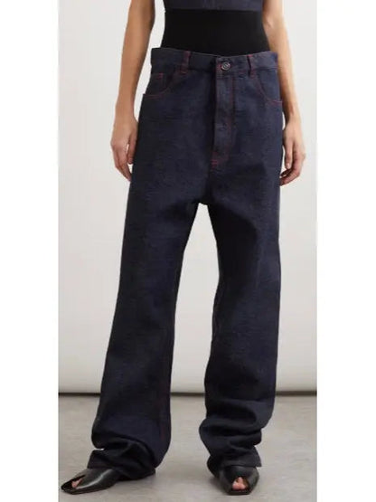 Stretch Knit-Trimmed Denim Jeans - Jeans & Pants