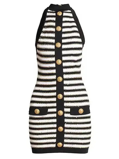 Striped Sleeveless Mini Dress - Dresses