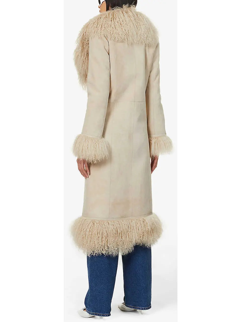 Suede and Lambswool Long Coat Beige - Coats