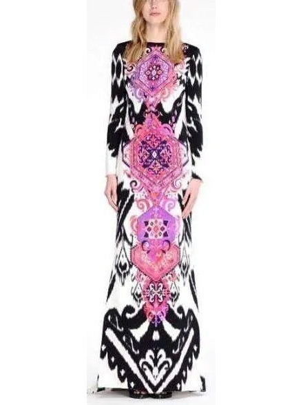 Suzani Printed Long Sleeve Maxi Dress in Multicolor - Dresses