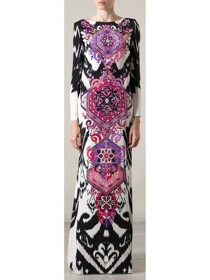 Suzani Printed Long Sleeve Maxi Dress in Multicolor - s - Dresses